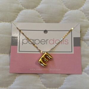 paper doll Gold Necklace with Initial Pendant